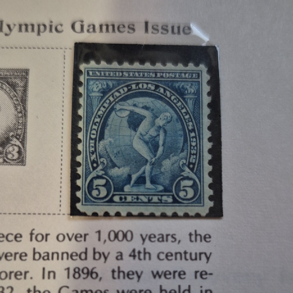 Vintage Blue 5 Cent U.S. Postage Stamp - Olympic Games Issue